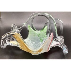 Vintage Italian Murano Style Letter‎ Napkin Holder, Hand Blown Art Glass - AS IS